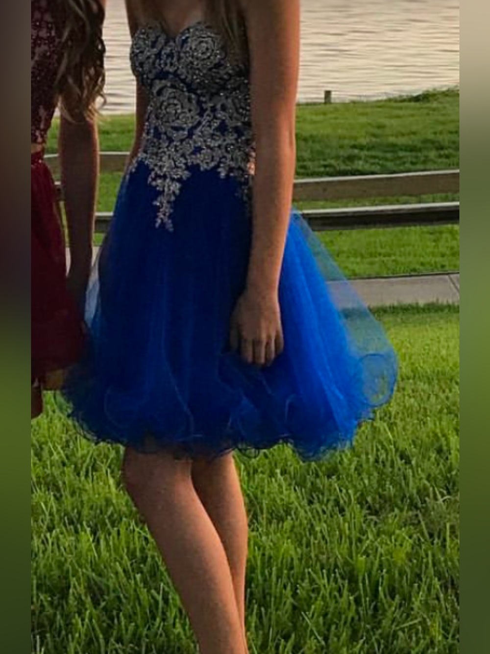 Royal Blue Embellished Tulle homecoming Dress